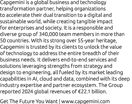 Capgemini is a global business and technology transformation partner, helping organizations to accelerate their dual ...