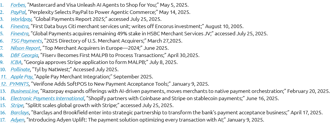 1. Forbes, “Mastercard and Visa Unleash AI Agents to Shop for You;” May 5, 2025. 2. PayPal, “Perplexity Selects PayPa...