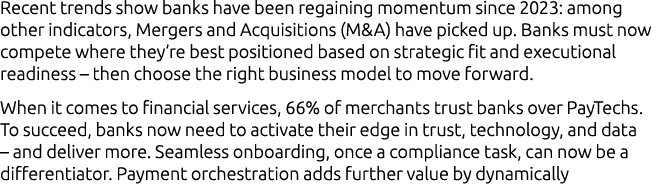 Recent trends show banks have been regaining momentum since 2023: among other indicators, Mergers and Acquisitions (M...
